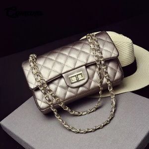 Caviar quilted double flap gold purse with chain